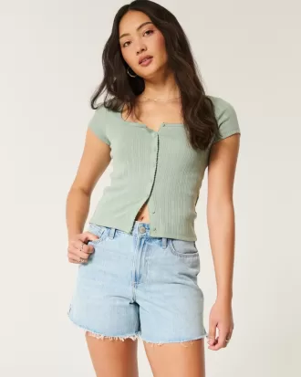 Curvy High-Rise Light Wash Relaxed Denim Shorts 5″,Curvy High-Rise Light Wash Relaxed Denim Shorts 5″