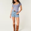 Curvy High-Rise Medium Wash Relaxed Denim Shorts 5″,Curvy High-Rise Medium Wash Relaxed Denim Shorts 5″