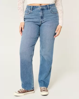Curvy High-Rise Medium Wash Straight Jeans,Curvy High-Rise Medium Wash Straight Jeans