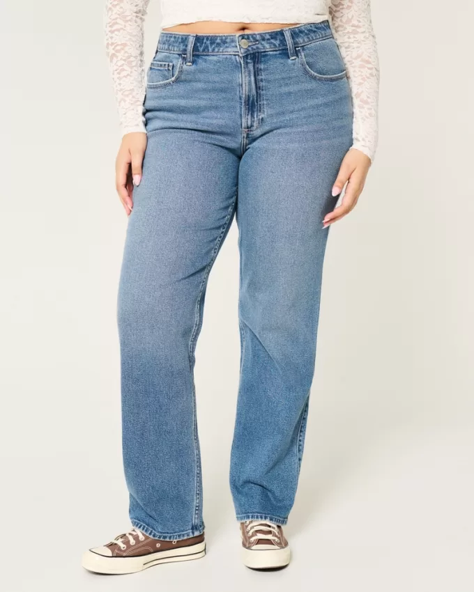 Curvy High-Rise Medium Wash Straight Jeans,Curvy High-Rise Medium Wash Straight Jeans