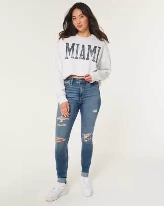 Curvy High-Rise Ripped Medium Wash Super Skinny Jeans,Curvy High-Rise Ripped Medium Wash Super Skinny Jeans