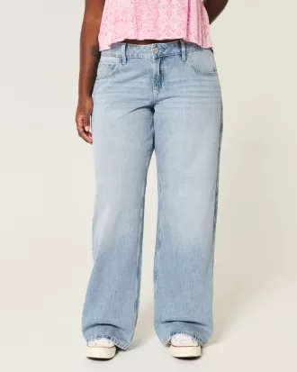 Curvy Low-Rise Light Wash Baggy Jeans,Curvy Low-Rise Light Wash Baggy Jeans