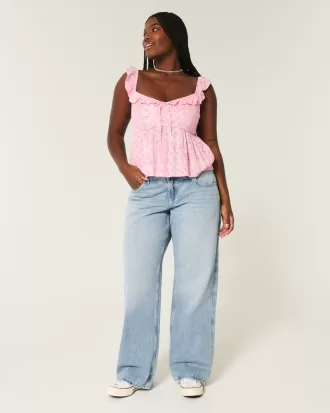 Curvy Low-Rise Light Wash Baggy Jeans,Curvy Low-Rise Light Wash Baggy Jeans