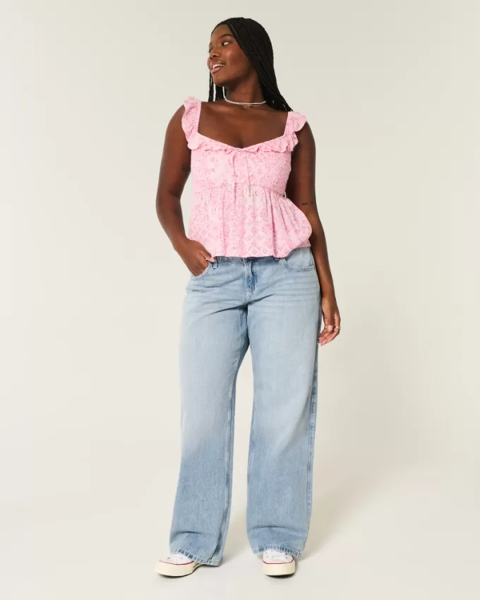 Curvy Low-Rise Light Wash Baggy Jeans,Curvy Low-Rise Light Wash Baggy Jeans