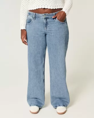 Curvy Low-Rise Medium Wash Baggy Jeans,Curvy Low-Rise Medium Wash Baggy Jeans