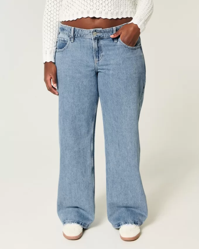 Curvy Low-Rise Medium Wash Baggy Jeans,Curvy Low-Rise Medium Wash Baggy Jeans
