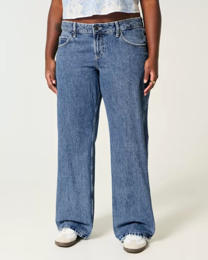 Curvy Low-Rise Medium Wash Baggy Jeans,Curvy Low-Rise Medium Wash Baggy Jeans