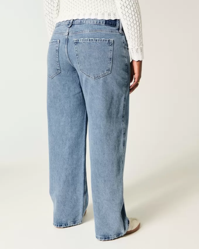 Curvy Low-Rise Medium Wash Baggy Jeans,Curvy Low-Rise Medium Wash Baggy Jeans