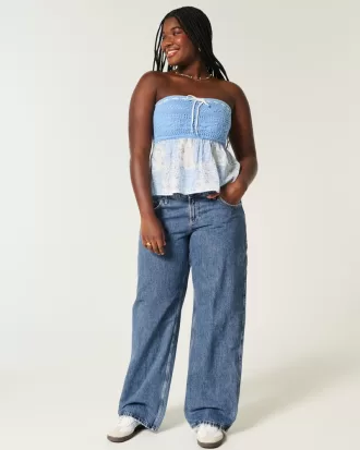 Curvy Low-Rise Medium Wash Baggy Jeans,Curvy Low-Rise Medium Wash Baggy Jeans
