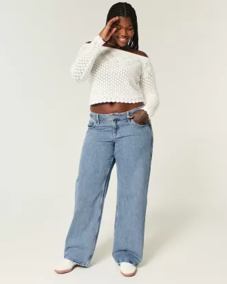Curvy Low-Rise Medium Wash Baggy Jeans,Curvy Low-Rise Medium Wash Baggy Jeans