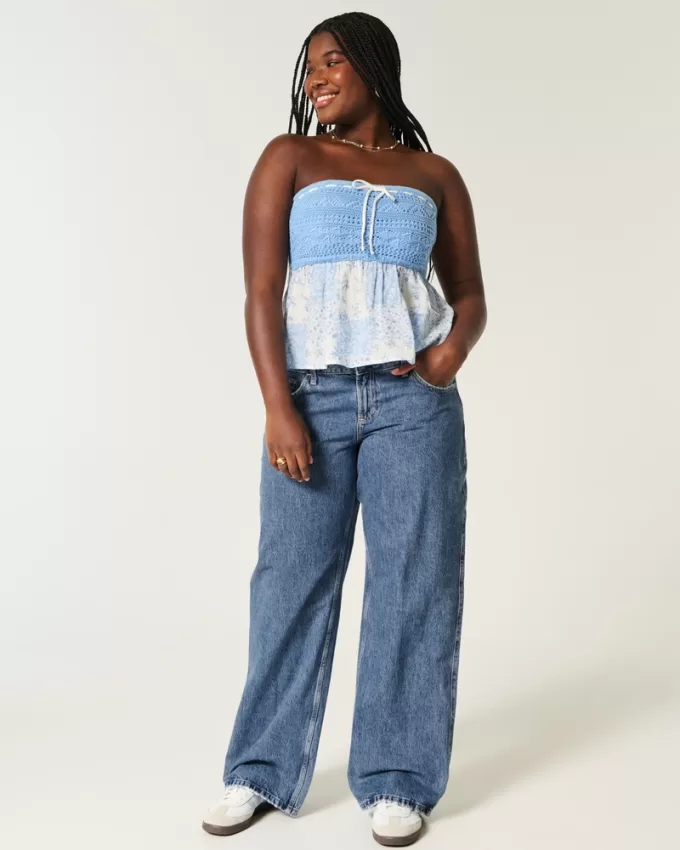 Curvy Low-Rise Medium Wash Baggy Jeans,Curvy Low-Rise Medium Wash Baggy Jeans
