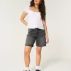 Curvy Low-Rise Washed Black Baggy Jort,Curvy Low-Rise Washed Black Baggy Jort