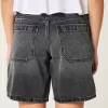 Curvy Low-Rise Washed Black Baggy Jort,Curvy Low-Rise Washed Black Baggy Jort