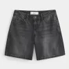 Curvy Low-Rise Washed Black Baggy Jort,Curvy Low-Rise Washed Black Baggy Jort