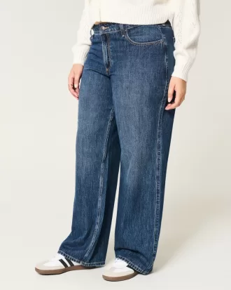 Curvy Mid-Rise Dark Wash Baggy Jeans,Curvy Mid-Rise Dark Wash Baggy Jeans