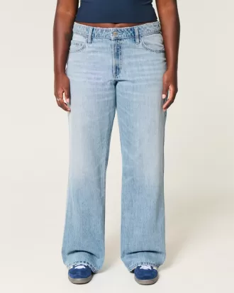 Curvy Mid-Rise Light Wash Baggy Jeans,Curvy Mid-Rise Light Wash Baggy Jeans