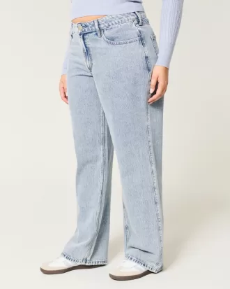 Curvy Mid-Rise Medium Wash Baggy Jeans,Curvy Mid-Rise Medium Wash Baggy Jeans