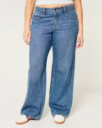 Curvy Mid-Rise Medium Wash Baggy Jeans,Curvy Mid-Rise Medium Wash Baggy Jeans