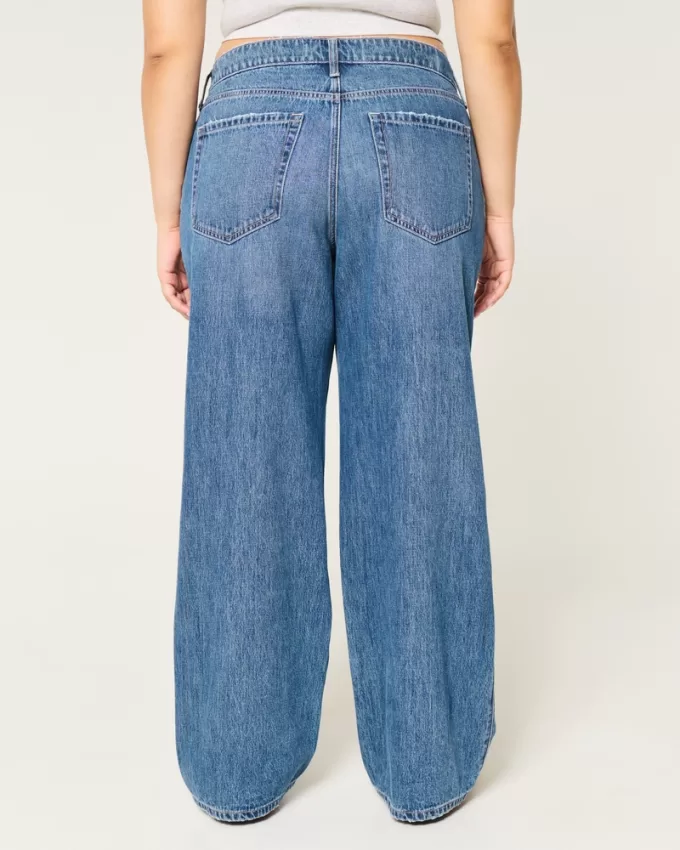Curvy Mid-Rise Medium Wash Baggy Jeans,Curvy Mid-Rise Medium Wash Baggy Jeans