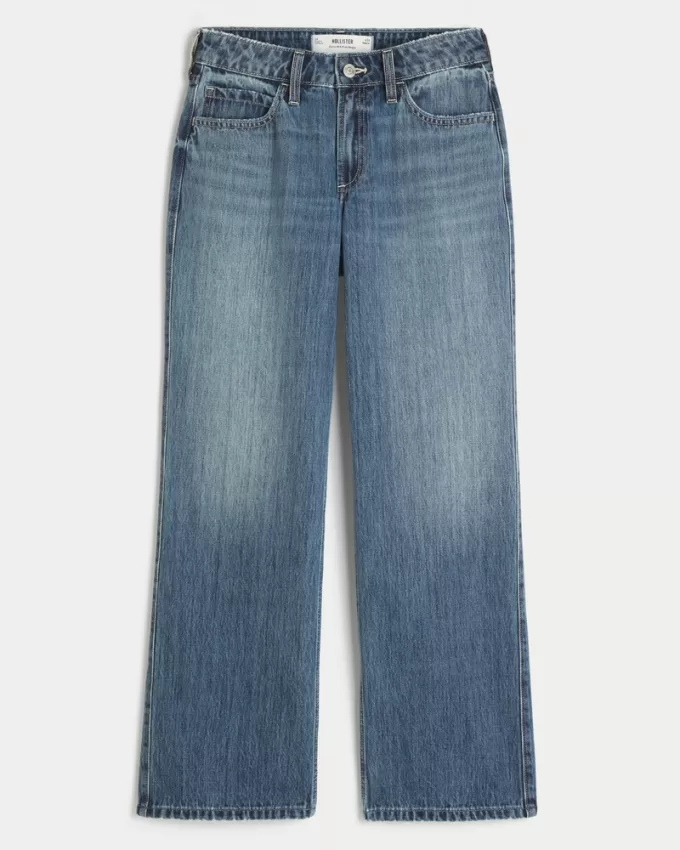 Curvy Mid-Rise Medium Wash Baggy Jeans,Curvy Mid-Rise Medium Wash Baggy Jeans