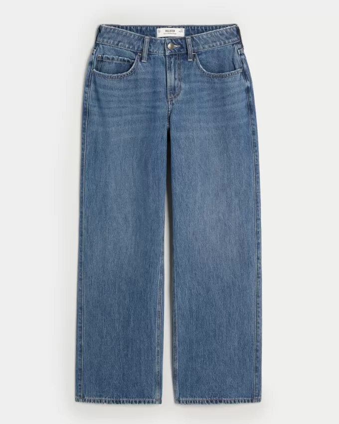 Curvy Mid-Rise Medium Wash Baggy Jeans,Curvy Mid-Rise Medium Wash Baggy Jeans