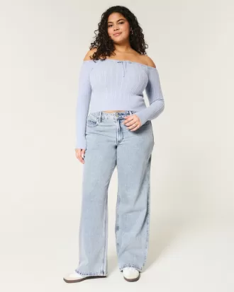 Curvy Mid-Rise Medium Wash Baggy Jeans,Curvy Mid-Rise Medium Wash Baggy Jeans