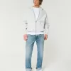 Distressed Medium Wash Straight Jeans,Distressed Medium Wash Straight Jeans