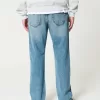 Distressed Medium Wash Straight Jeans,Distressed Medium Wash Straight Jeans