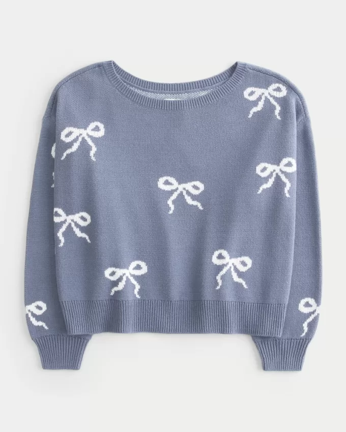 Easy Bow Graphic Off-the-Shoulder Sweater,Easy Bow Graphic Off-the-Shoulder Sweater Easy Bow Graphic Off-the-Shoulder Sweater,Easy Bow Graphic Off-the-Shoulder Sweater