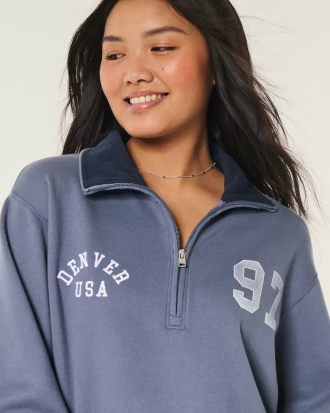 Easy Denver Graphic Half-Zip Sweatshirt,Easy Denver Graphic Half-Zip Sweatshirt Easy Denver Graphic Half-Zip Sweatshirt,Easy Denver Graphic Half-Zip Sweatshirt