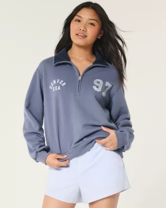 Easy Denver Graphic Half-Zip Sweatshirt,Easy Denver Graphic Half-Zip Sweatshirt