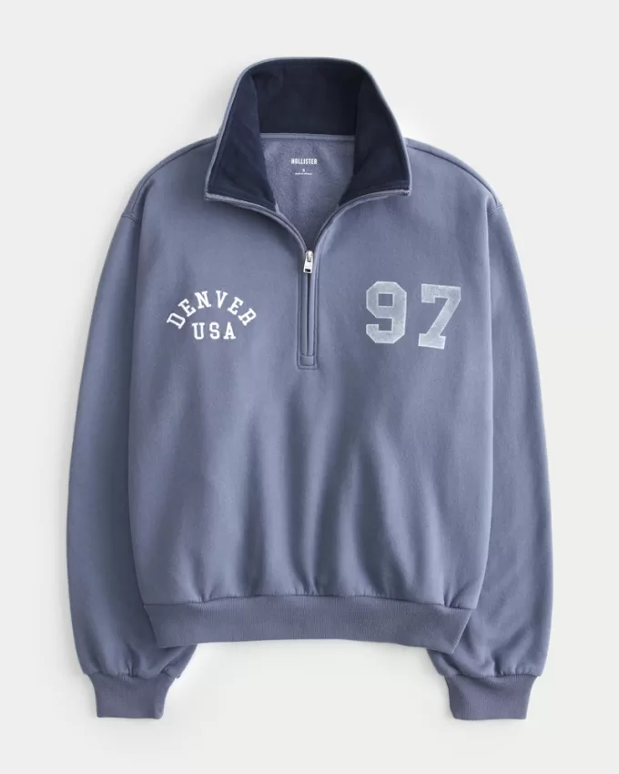 Easy Denver Graphic Half-Zip Sweatshirt,Easy Denver Graphic Half-Zip Sweatshirt Easy Denver Graphic Half-Zip Sweatshirt,Easy Denver Graphic Half-Zip Sweatshirt