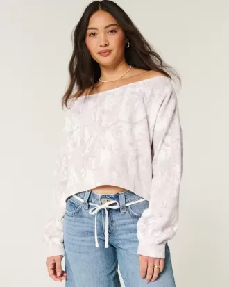 Easy Double Off-the-Shoulder Camo Pattern Sweatshirt,Easy Double Off-the-Shoulder Camo Pattern Sweatshirt