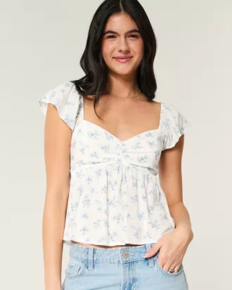 Easy Flutter Sleeve Babydoll Top,Easy Flutter Sleeve Babydoll Top