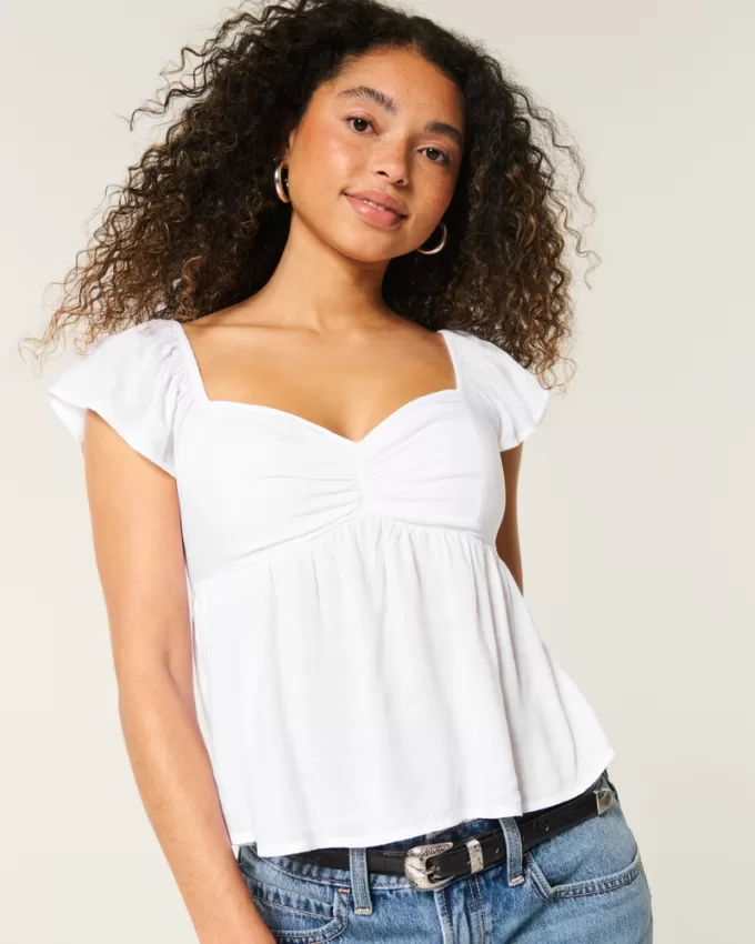 Easy Flutter Sleeve Babydoll Top,Easy Flutter Sleeve Babydoll Top Easy Flutter Sleeve Babydoll Top,Easy Flutter Sleeve Babydoll Top