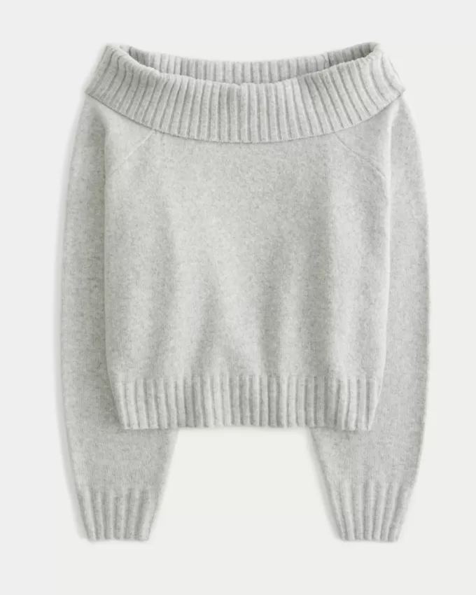 Easy Foldover Off-the-Shoulder Sweater,Easy Foldover Off-the-Shoulder Sweater