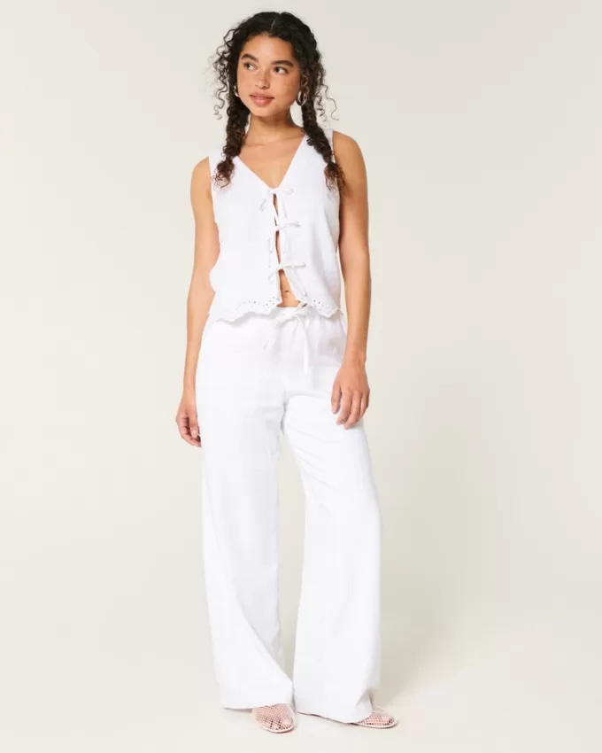 Easy Linen-Blend Tie-Front Vest,Easy Linen-Blend Tie-Front Vest