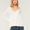 Easy Long-Sleeve Pointelle Babydoll Top,Easy Long-Sleeve Pointelle Babydoll Top Easy Long-Sleeve Pointelle Babydoll Top,Easy Long-Sleeve Pointelle Babydoll Top