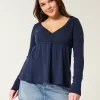 Easy Long-Sleeve Pointelle Babydoll Top,Easy Long-Sleeve Pointelle Babydoll Top Easy Long-Sleeve Pointelle Babydoll Top,Easy Long-Sleeve Pointelle Babydoll Top