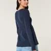 Easy Long-Sleeve Square-Neck Babydoll Top,Easy Long-Sleeve Square-Neck Babydoll Top