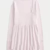 Easy Long-Sleeve Square-Neck Babydoll Top,Easy Long-Sleeve Square-Neck Babydoll Top