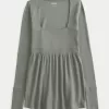 Easy Long-Sleeve Square-Neck Babydoll Top,Easy Long-Sleeve Square-Neck Babydoll Top