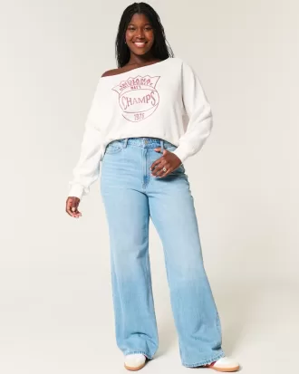 Easy Off-the-Shoulder Indiana University Graphic Sweatshirt,Easy Off-the-Shoulder Indiana University Graphic Sweatshirt