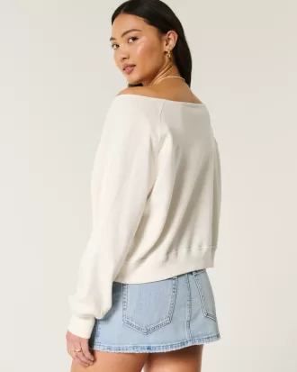 Easy Off-the-Shoulder Lemon Graphic Crew Sweatshirt,Easy Off-the-Shoulder Lemon Graphic Crew Sweatshirt