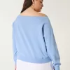 Easy Off-the-Shoulder Making Waves Graphic Crew Sweatshirt,Easy Off-the-Shoulder Making Waves Graphic Crew Sweatshirt