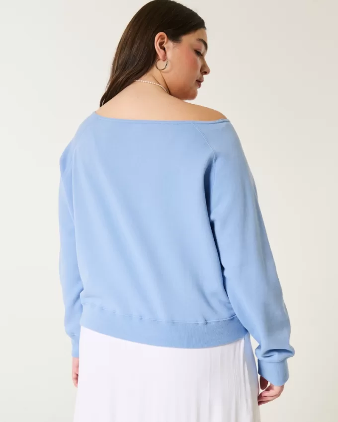 Easy Off-the-Shoulder Making Waves Graphic Crew Sweatshirt,Easy Off-the-Shoulder Making Waves Graphic Crew Sweatshirt