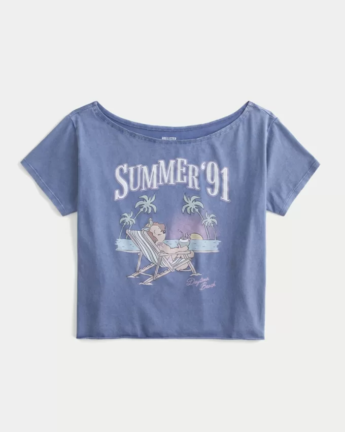 Easy Off-the-Shoulder Summer Graphic Tee,Easy Off-the-Shoulder Summer Graphic Tee Easy Off-the-Shoulder Summer Graphic Tee,Easy Off-the-Shoulder Summer Graphic Tee