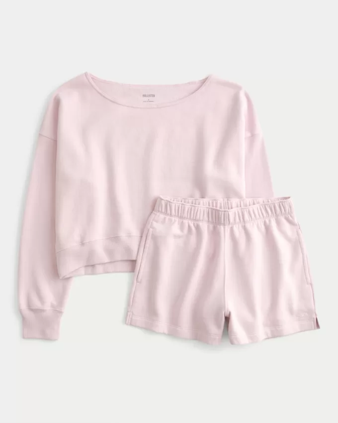 Easy Off-the-Shoulder Sweatshirt & Fleece Shorts Set,Easy Off-the-Shoulder Sweatshirt & Fleece Shorts Set Easy Off-the-Shoulder Sweatshirt & Fleece Shorts Set,Easy Off-the-Shoulder Sweatshirt & Fleece Shorts Set