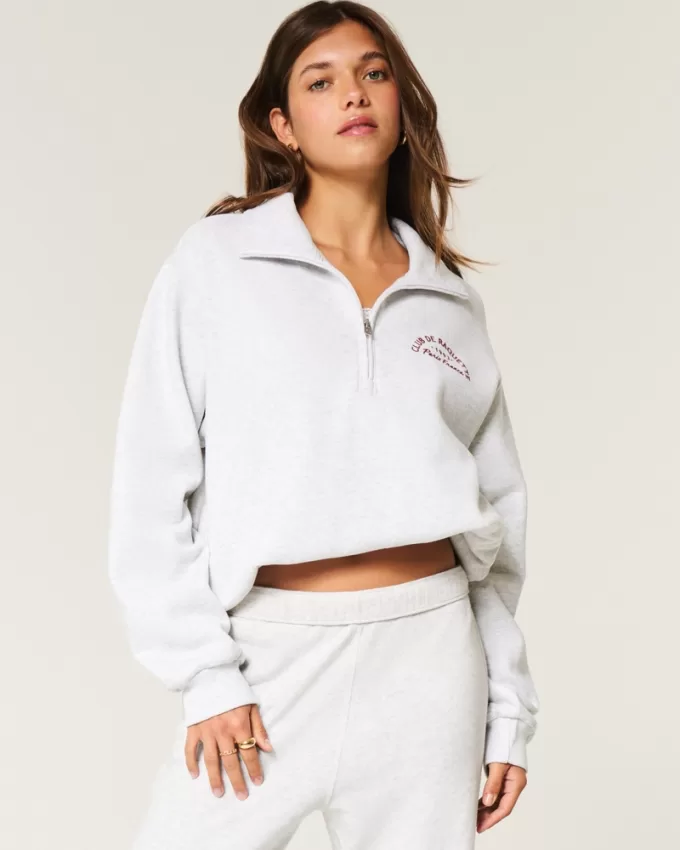 Easy Paris France Graphic Half-Zip Sweatshirt,Easy Paris France Graphic Half-Zip Sweatshirt