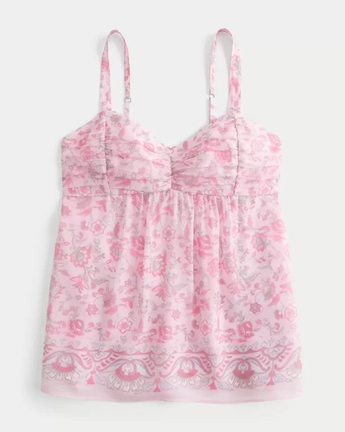 Easy Ruched Chiffon Babydoll Top,Easy Ruched Chiffon Babydoll Top